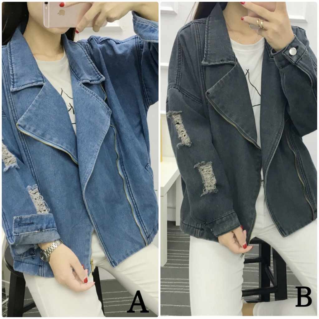 レディース　ビッグサイズ　ジージャン　Gジャン　ビッグシルエット　オーバーサイズ　クラッシュ加工　ダメージ　デニム　秋　アウター　カジュアル　長袖　キュート　大人　可愛い　フェミニン　おしゃれ　デイリー　ブルー　グレー　S　M　L　XL　サイズ　送料無料