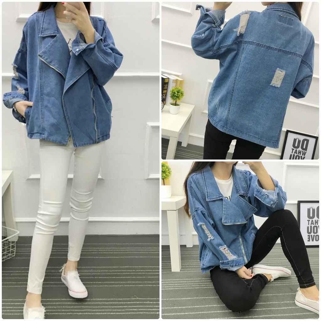 レディース　ビッグサイズ　ジージャン　Gジャン　ビッグシルエット　オーバーサイズ　クラッシュ加工　ダメージ　デニム　秋　アウター　カジュアル　長袖　キュート　大人　可愛い　フェミニン　おしゃれ　デイリー　ブルー　グレー　S　M　L　XL　サイズ　送料無料