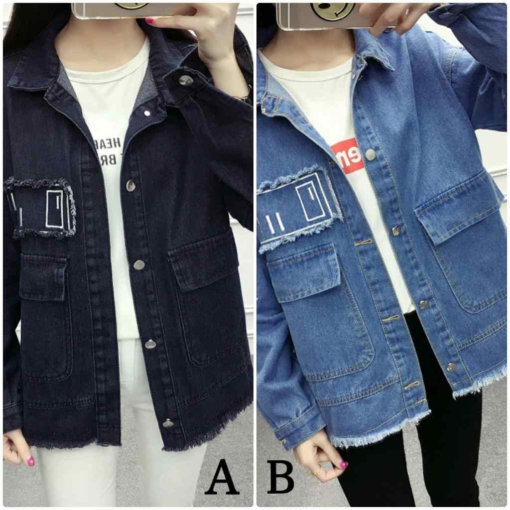 レディース　ジージャン　Gジャン　刺繍　デニム　切りっぱなし　秋　アウター　カジュアル　長袖　キュート　大人　可愛い　フェミニン　おしゃれ　お出かけ　デイリー　ブルー　青　S　M　L　XL　サイズ　送料無料