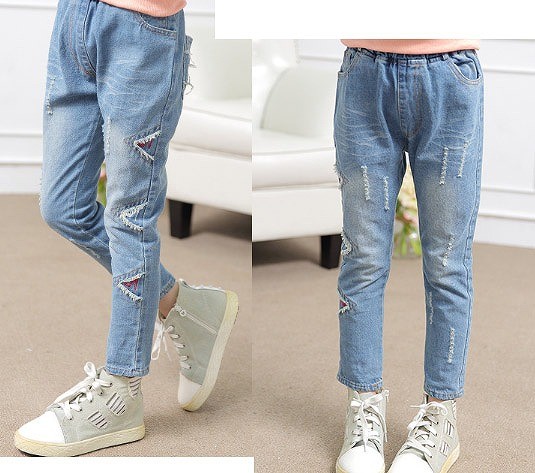 キッズ　ジュニア　子供服　女　女の子　ストレート　デニム　パンツ　長ズボン　さくらんぼ　キスマーク　アニマル　　送料無料