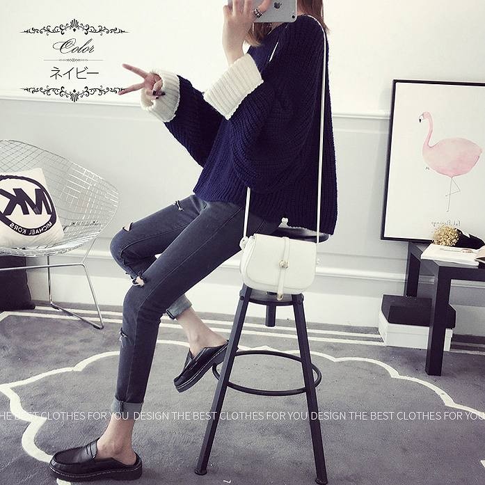 レディース　トップス　ニット　セーター　長袖　無地　ショート丈　ビッグシルエット　長袖　無地　フリーサイズ　カジュアル　大人可愛い　フェミニン　デート　お出かけ　デイリー　ブラック　ネイビー　レッド　送料無料