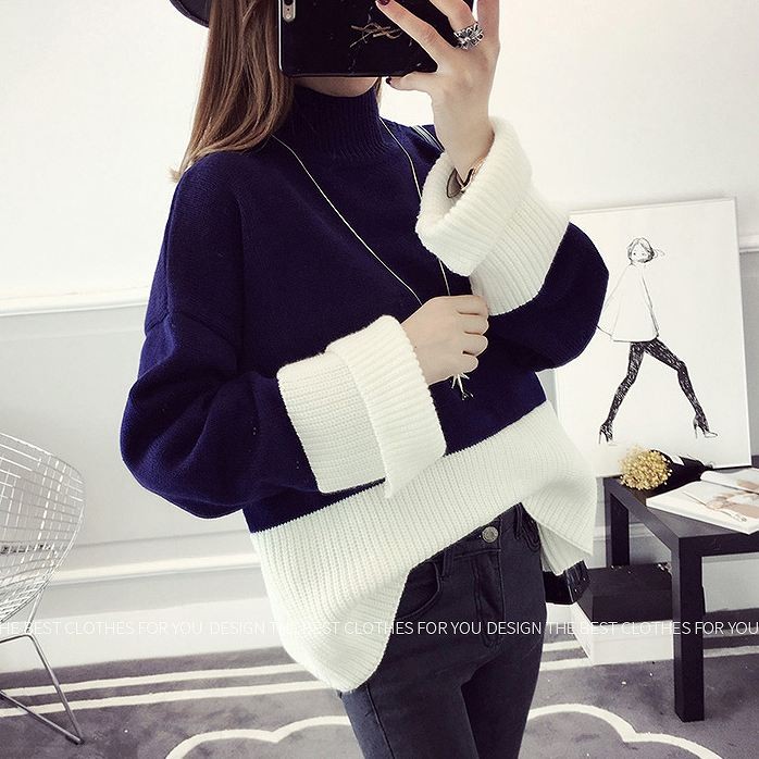 レディース　トップス　ニット　セーター　ハイネック　長袖　無地　ビッグシルエット　長袖　無地　フリーサイズ　カジュアル　大人可愛い　フェミニン　デート　お出かけ　デイリー　ネイビー　グリーン　ブラウン　送料無料