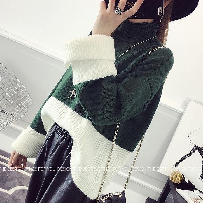 レディース　トップス　ニット　セーター　ハイネック　長袖　無地　ビッグシルエット　長袖　無地　フリーサイズ　カジュアル　大人可愛い　フェミニン　デート　お出かけ　デイリー　ネイビー　グリーン　ブラウン　送料無料