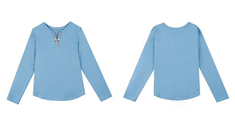 レディース　トップス　Tシャツ　長袖　スリットネック　Vネック　コットン　シンプル　大きいサイズ　スリム　おしゃれ　カジュアル　大人可愛い　フェミニン　デート　お出かけ　普段着　ネイビー　ブルー　レッド　イエロー　送料無料