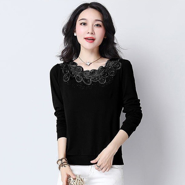 レディース　トップス　シャツ　長袖　シンプル　ビーズ　レース　スリム　大きいサイズ　おしゃれ　フェミニン　かわいい　上品　エレガント　セクシー　オフィス　ビジネス　通勤　普段着　デート　ブラック　イエロー　ワインレッド　送料無料