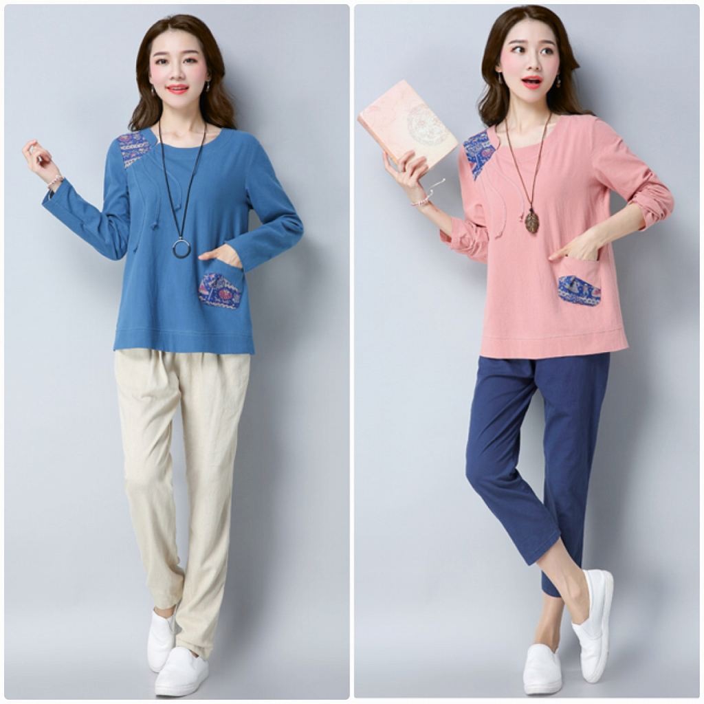 レディース　ラウンドネック　ロングTシャツ　ロンT　長袖　トップス　カジュアル　キュート　大人　可愛い　フェミニン　セクシー　おしゃれ　お出かけ　デイリー　ピンク　ブルー　Ｍ　Ｌ　XL　2XL　3XL　大きいサイズ　送料無料