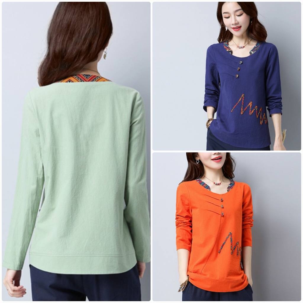 レディース　ラウンドネック　ロングTシャツ　ロンT　長袖　トップス　カジュアル　キュート　大人　可愛い　フェミニン　セクシー　おしゃれ　お出かけ　デイリー　オレンジ　ピンク　グリーン　ネイビー　Ｍ　Ｌ　XL　2XL　3XL　大きいサイズ　送料無料