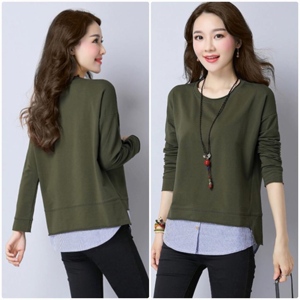 レディース　ラウンドネック　ロングTシャツ　ロンT　長袖　トップス　カジュアル　キュート　大人　可愛い　フェミニン　セクシー　おしゃれ　お出かけ　デイリー　グリーン　ブラック　Ｍ　Ｌ　XL　2XL　大きいサイズ　送料無料