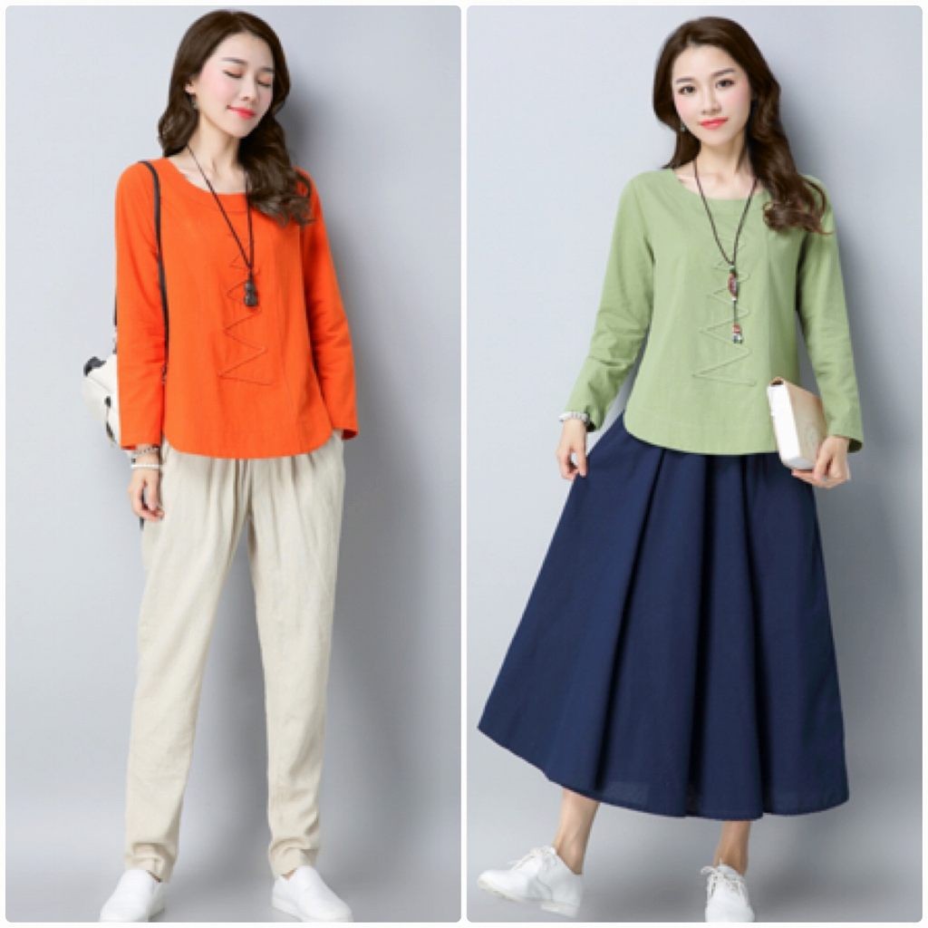 レディース　ラウンドネック　ロングTシャツ　ロンT　長袖　トップス　カジュアル　キュート　大人　可愛い　フェミニン　セクシー　おしゃれ　お出かけ　デイリー　グリーン　ピンク　オレンジ　Ｍ　Ｌ　XL　2XL　3XL　大きいサイズ　送料無料