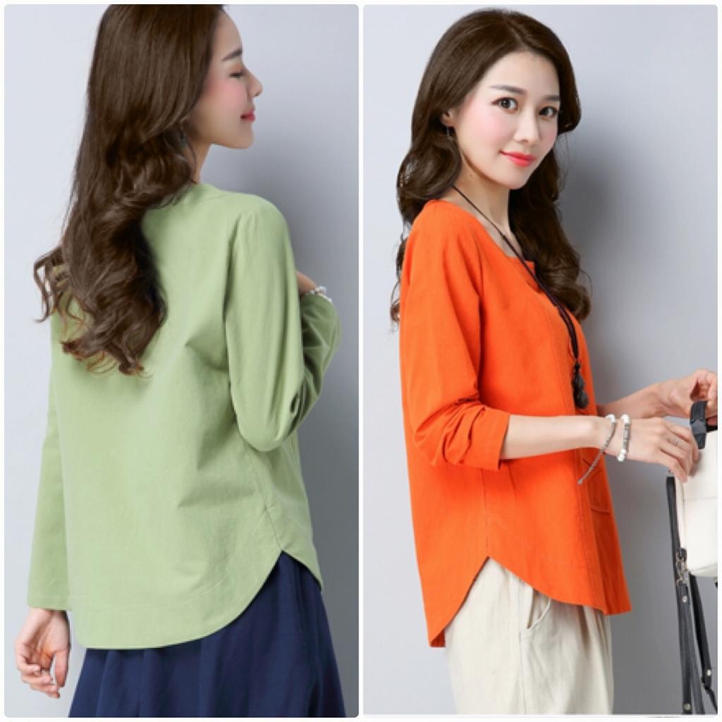 レディース　ラウンドネック　ロングTシャツ　ロンT　長袖　トップス　カジュアル　キュート　大人　可愛い　フェミニン　セクシー　おしゃれ　お出かけ　デイリー　グリーン　ピンク　オレンジ　Ｍ　Ｌ　XL　2XL　3XL　大きいサイズ　送料無料