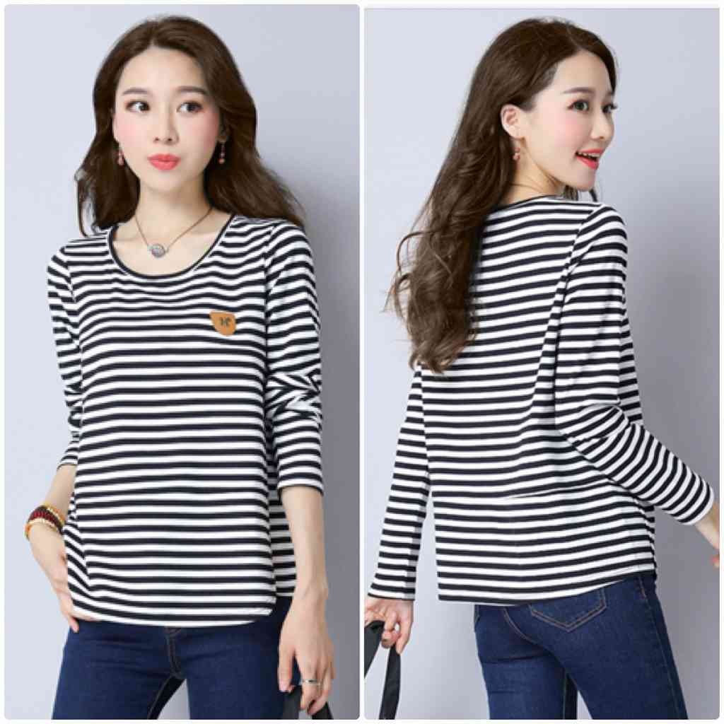 レディース　ボーダー　ロングTシャツ　ロンT　長袖　トップス　カジュアル　キュート　大人　可愛い　フェミニン　セクシー　おしゃれ　お出かけ　デイリー　ブラック×ホワイト　Ｍ　Ｌ　XL　2XL　大きいサイズ　送料無料