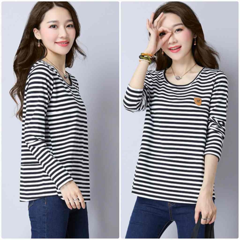 レディース　ボーダー　ロングTシャツ　ロンT　長袖　トップス　カジュアル　キュート　大人　可愛い　フェミニン　セクシー　おしゃれ　お出かけ　デイリー　ブラック×ホワイト　Ｍ　Ｌ　XL　2XL　大きいサイズ　送料無料