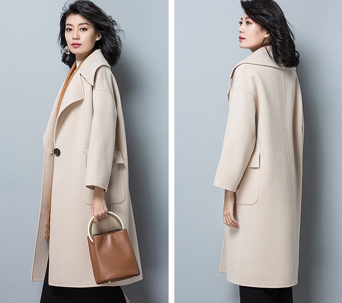 レディース　アウター　ウール　チェスターコート　ミディ丈　ゆったり　無地　長袖　カジュアル　大人可愛い　フェミニン　オフィス　OL　通勤　防寒　秋冬　デート　お出かけ　デイリー　レッド　オリーブ　ブラウン　オフホワイト　送料無料