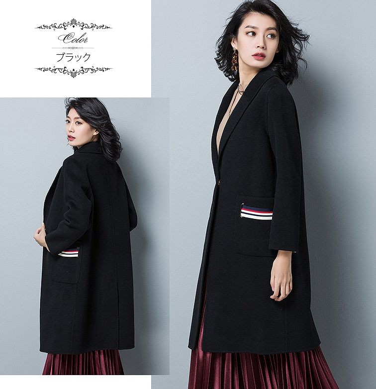 レディース　アウター　ウール　チェスターコート　ミディ丈　ゆったり　無地　長袖　カジュアル　大人可愛い　フェミニン　オフィス　OL　通勤　防寒　秋冬　デート　お出かけ　デイリー　オリーブ　オフホワイト　ブラック　送料無料