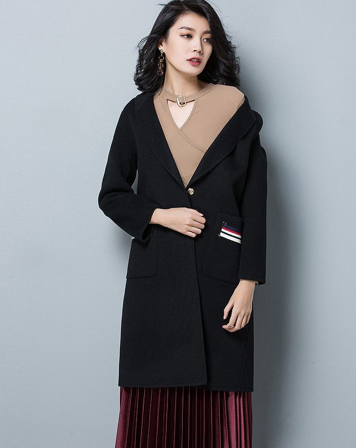 レディース　アウター　ウール　チェスターコート　ミディ丈　ゆったり　無地　長袖　カジュアル　大人可愛い　フェミニン　オフィス　OL　通勤　防寒　秋冬　デート　お出かけ　デイリー　オリーブ　オフホワイト　ブラック　送料無料