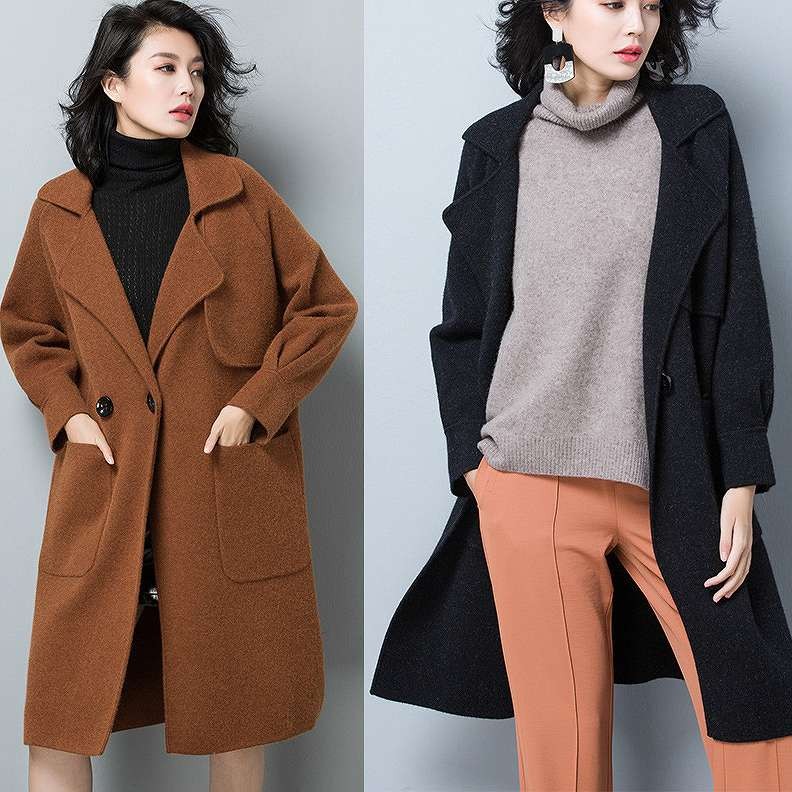 レディース　アウター　ニット　コーディガン　ロング　カーディガン　ゆったり　無地　長袖　フリーサイズ　カジュアル　大人可愛い　フェミニン　オフィス　OL　通勤　秋冬　デート　お出かけ　デイリー　グレー　ブラウン　送料無料