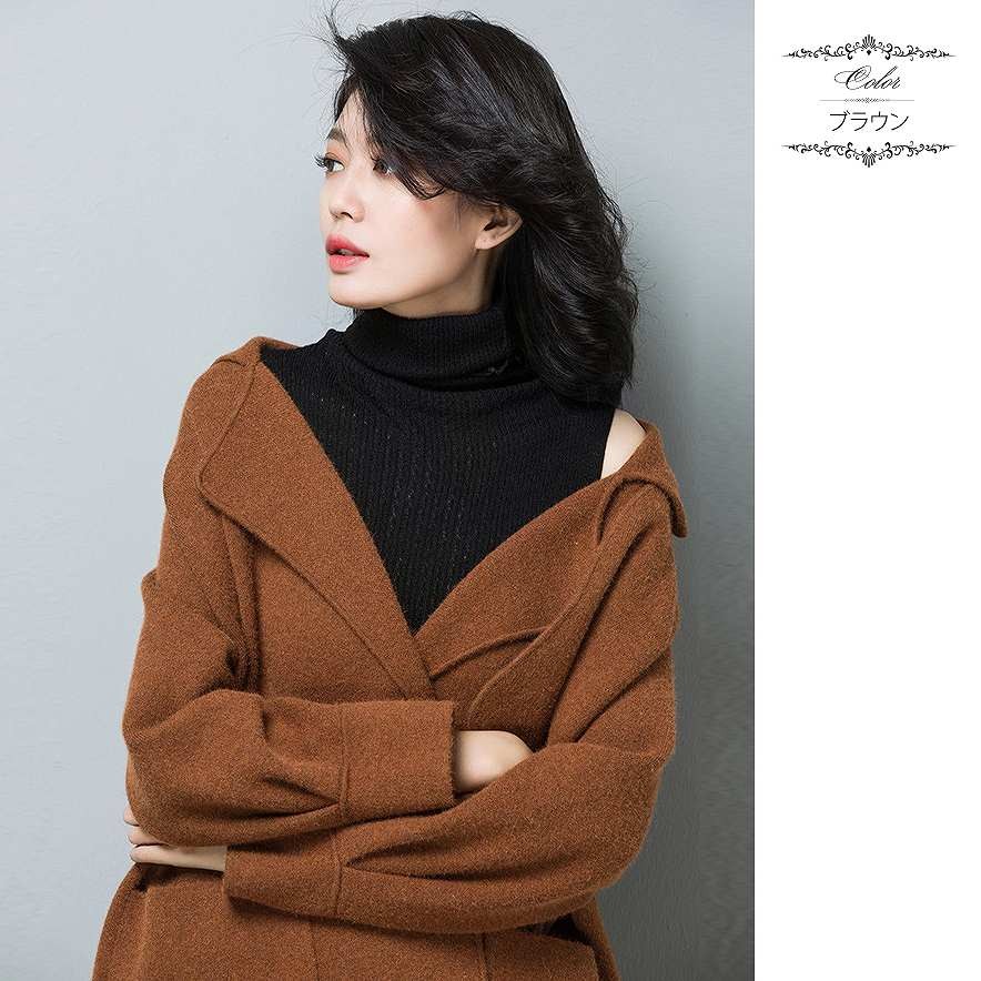 レディース　アウター　ニット　コーディガン　ロング　カーディガン　ゆったり　無地　長袖　フリーサイズ　カジュアル　大人可愛い　フェミニン　オフィス　OL　通勤　秋冬　デート　お出かけ　デイリー　グレー　ブラウン　送料無料