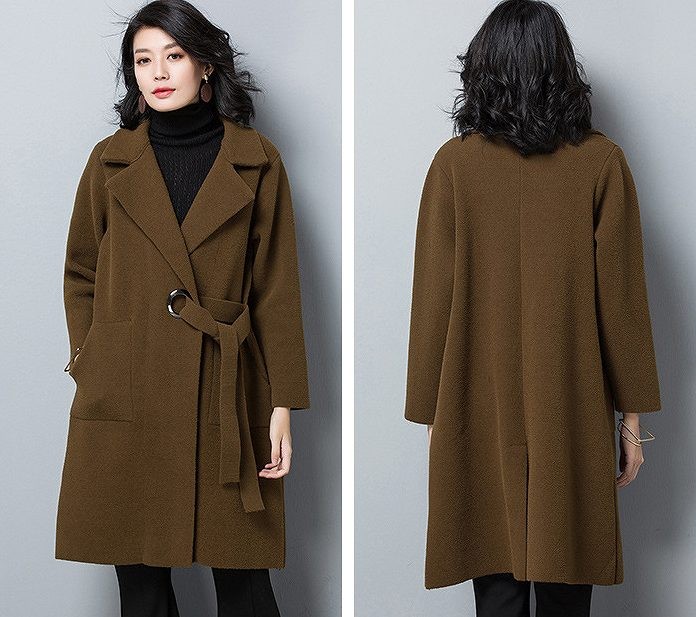 レディース　アウター　ウールコート　ミディ丈　ゆったり　無地　長袖　カジュアル　フリーサイズ　大人可愛い　フェミニン　オフィス　OL　通勤　防寒　秋冬　デート　お出かけ　デイリー　グレー　パープル　オリーブ　ブラック　送料無料