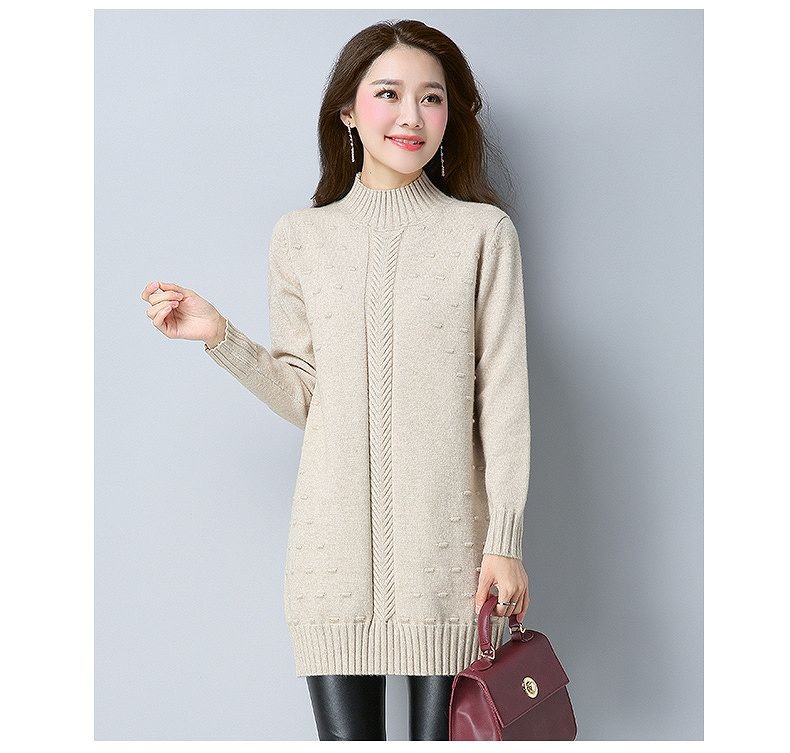 レディース　ニット　ワンピース　膝上丈　ジャカード　ハイネック　無地　長袖　フリーサイズ　カジュアル　大人可愛い　フェミニン　オフィス　OL　通勤　秋冬　デート　お出かけ　デイリー　オリーブ　オフホワイト　ピンク　パープル　バイオレット　送料無料