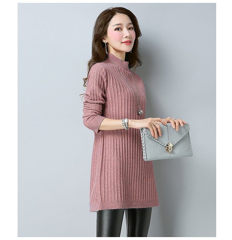 レディース　ニット　ワンピース　膝上丈　ハイネック　無地　長袖　フリーサイズ　カジュアル　大人可愛い　フェミニン　オフィス　OL　通勤　秋冬　デート　お出かけ　デイリー　グリーン　ブラック　ピンク　パープル　バイオレット　送料無料