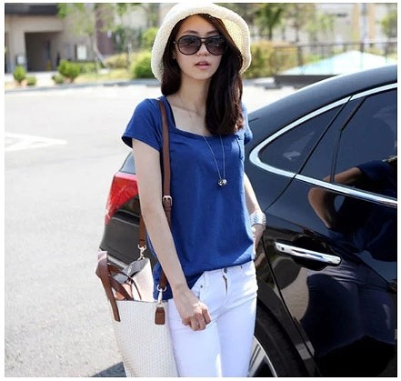 レディース　トップス　カットソー　Tシャツ　Vネック　半袖　無地　シンプル　カジュアル　定番　大きいサイズ　スポーツ　ヨガ　ダンス　ラフスタイル　ルームウェア　デイリー　ブルー　ホワイト　ブラック　グレー　イエロー　送料無料