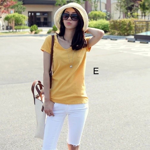 レディース　トップス　カットソー　Tシャツ　Vネック　半袖　無地　シンプル　カジュアル　定番　大きいサイズ　スポーツ　ヨガ　ダンス　ラフスタイル　ルームウェア　デイリー　ブルー　ホワイト　ブラック　グレー　イエロー　送料無料