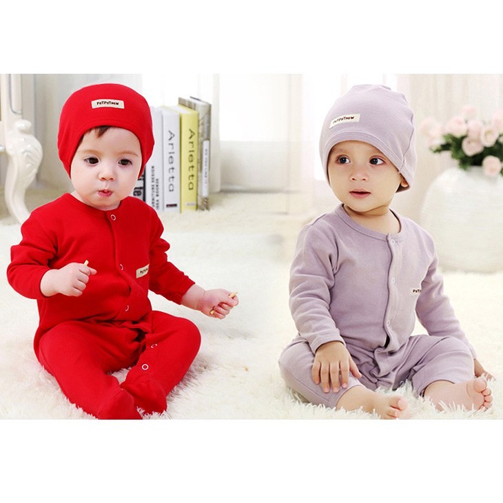 ベビー　キッズ　子供服　男　女　男の子　女の子　長袖　ロンパース　カバーオール　つなぎ　パジャマ　シンプル　ワンカラー　股開き　ピンク　ラベンダー　ベージュ　ブルー　グリーン　コーヒー　ホワイト　レッド　送料無料