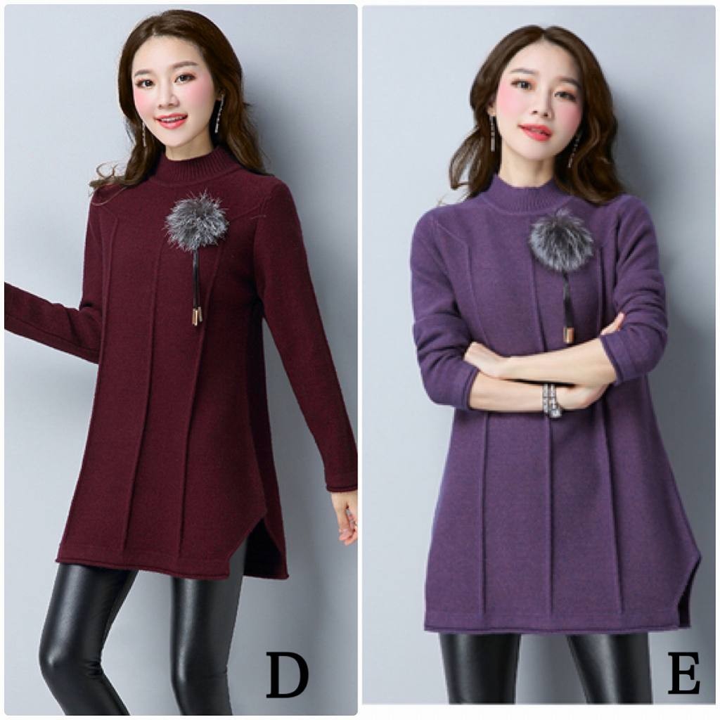 レディース　ニット　セーター　シングルネック　ロング丈　長袖　秋　冬　トップス　カジュアル　キュート　大人　可愛い　フェミニン　おしゃれ　お出かけ　デイリー　パープル　ベージュ　オリーブ　フリーサイズ　ワンサイズ　送料無料