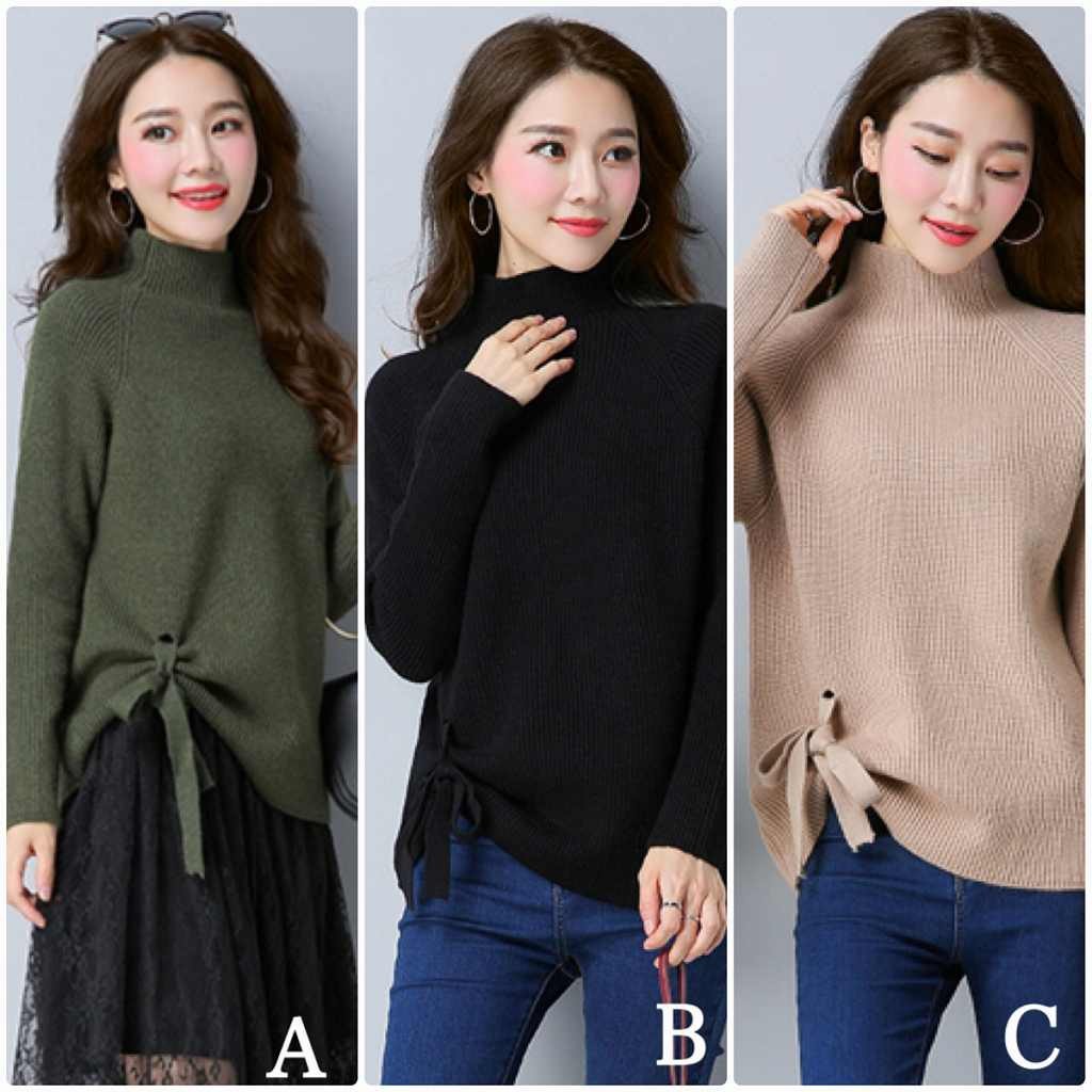 レディース　ニット　セーター　シングルネック　ロング丈　長袖　秋　冬　トップス　カジュアル　キュート　大人　可愛い　フェミニン　おしゃれ　お出かけ　デイリー　パープル　ベージュ　オリーブ　ブラック　フリーサイズ　ワンサイズ　送料無料