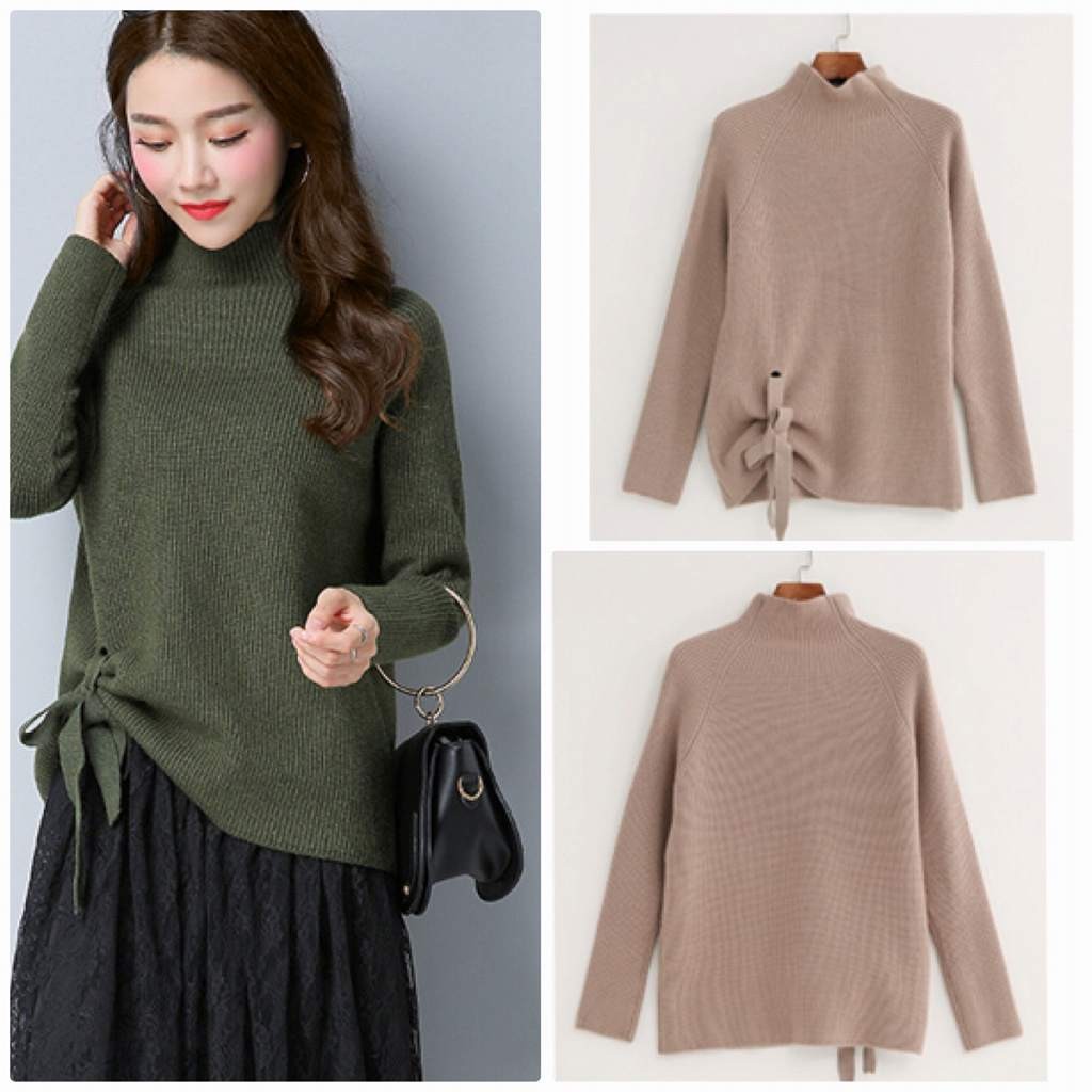 レディース　ニット　セーター　シングルネック　ロング丈　長袖　秋　冬　トップス　カジュアル　キュート　大人　可愛い　フェミニン　おしゃれ　お出かけ　デイリー　パープル　ベージュ　オリーブ　ブラック　フリーサイズ　ワンサイズ　送料無料