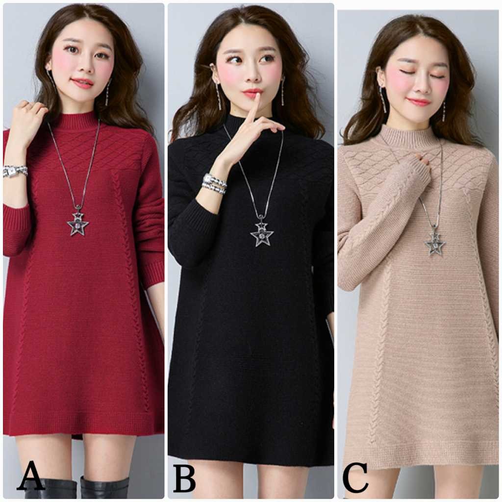 レディース　ニットワンピ　シングルネック　セーター　ワンピース　ミニ丈　スカート　カジュアル　キュート　可愛い　フェミニン　きれいめ　上品　エレガント　おしゃれ　デイリー　オリーブ　パープル　ワインレッド　ブラック　ベージュ　フリーサイズ　送料無料
