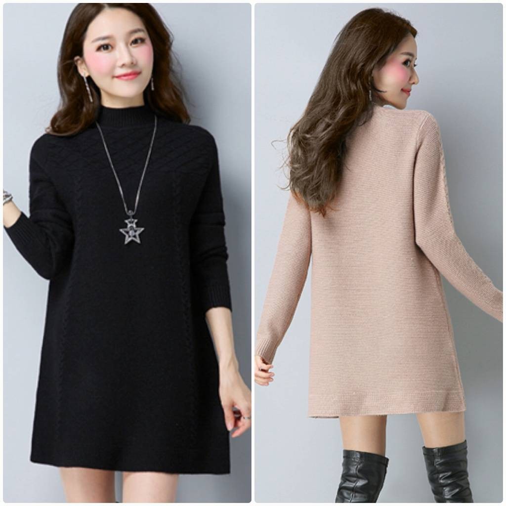 レディース　ニットワンピ　シングルネック　セーター　ワンピース　ミニ丈　スカート　カジュアル　キュート　可愛い　フェミニン　きれいめ　上品　エレガント　おしゃれ　デイリー　オリーブ　パープル　ワインレッド　ブラック　ベージュ　フリーサイズ　送料無料