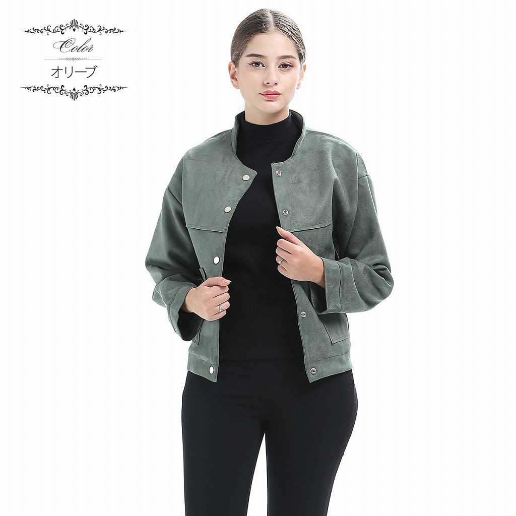 レディース　レザー　ジャケット　ブルゾン　秋　冬　アウター　カジュアル　長袖　キュート　大人　可愛い　フェミニン　きれいめ　エレガント　おしゃれ　お出かけ　お呼ばれ　デイリー　ブラウン　オリーブ　S　M　L　XL　サイズ　送料無料