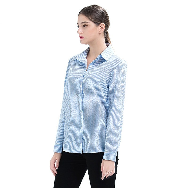 レディース　トップス　ストライプ　シャツ　ブラウス　長袖　大きいサイズ　カジュアル　大人可愛い　エレガント　清楚　上品　フェミニン　オフィス　OL　デート　お出かけ　デイリー　イエロー　ブルー　送料無料