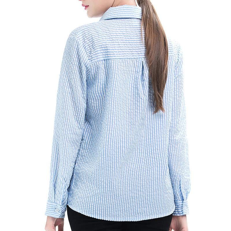 レディース　トップス　ストライプ　シャツ　ブラウス　長袖　大きいサイズ　カジュアル　大人可愛い　エレガント　清楚　上品　フェミニン　オフィス　OL　デート　お出かけ　デイリー　イエロー　ブルー　送料無料