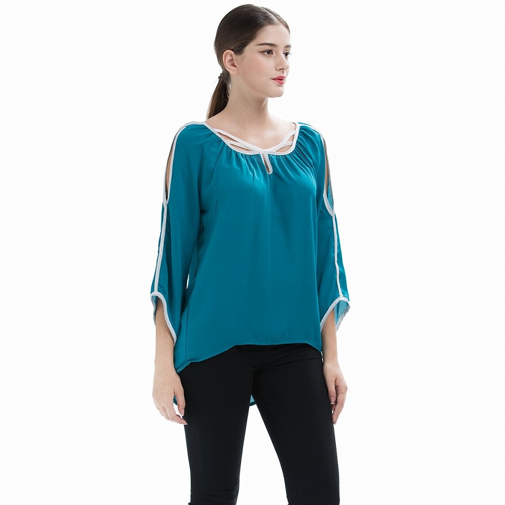 レディース　シフォン　ブラウス　ショルダーカット　ロングシャツ　長袖　ロングスリーブ　トップス　カジュアル　キュート　大人　可愛い　フェミニン　セクシー　おしゃれ　お出かけ　デイリー　ブラック　グリーン　S　M　L　XL　サイズ　送料無料