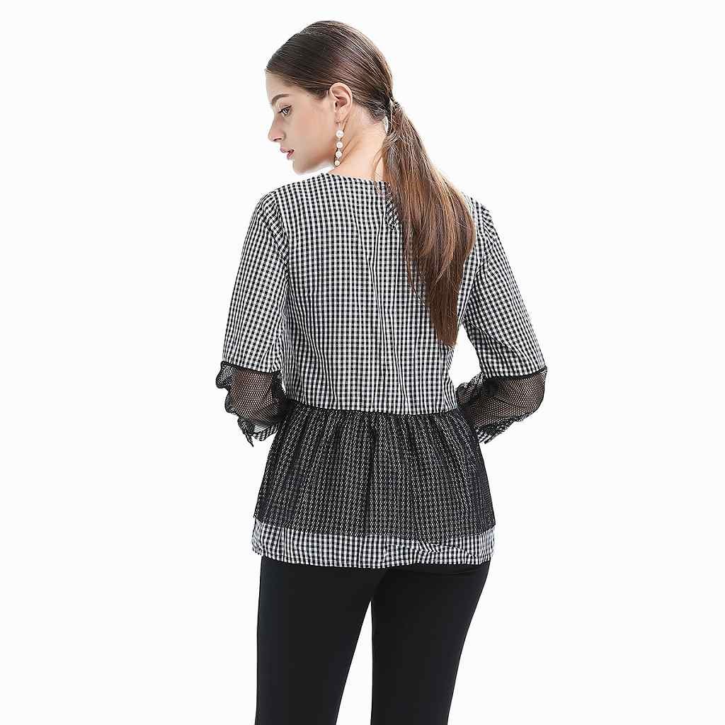レディース　ギンガムチェック　チェック柄　ブラウス　ロングシャツ　長袖　ロングスリーブ　トップス　カジュアル　キュート　大人　可愛い　フェミニン　セクシー　おしゃれ　お出かけ　デイリー　ブラック×ホワイト　S　M　L　XL　サイズ　送料無料