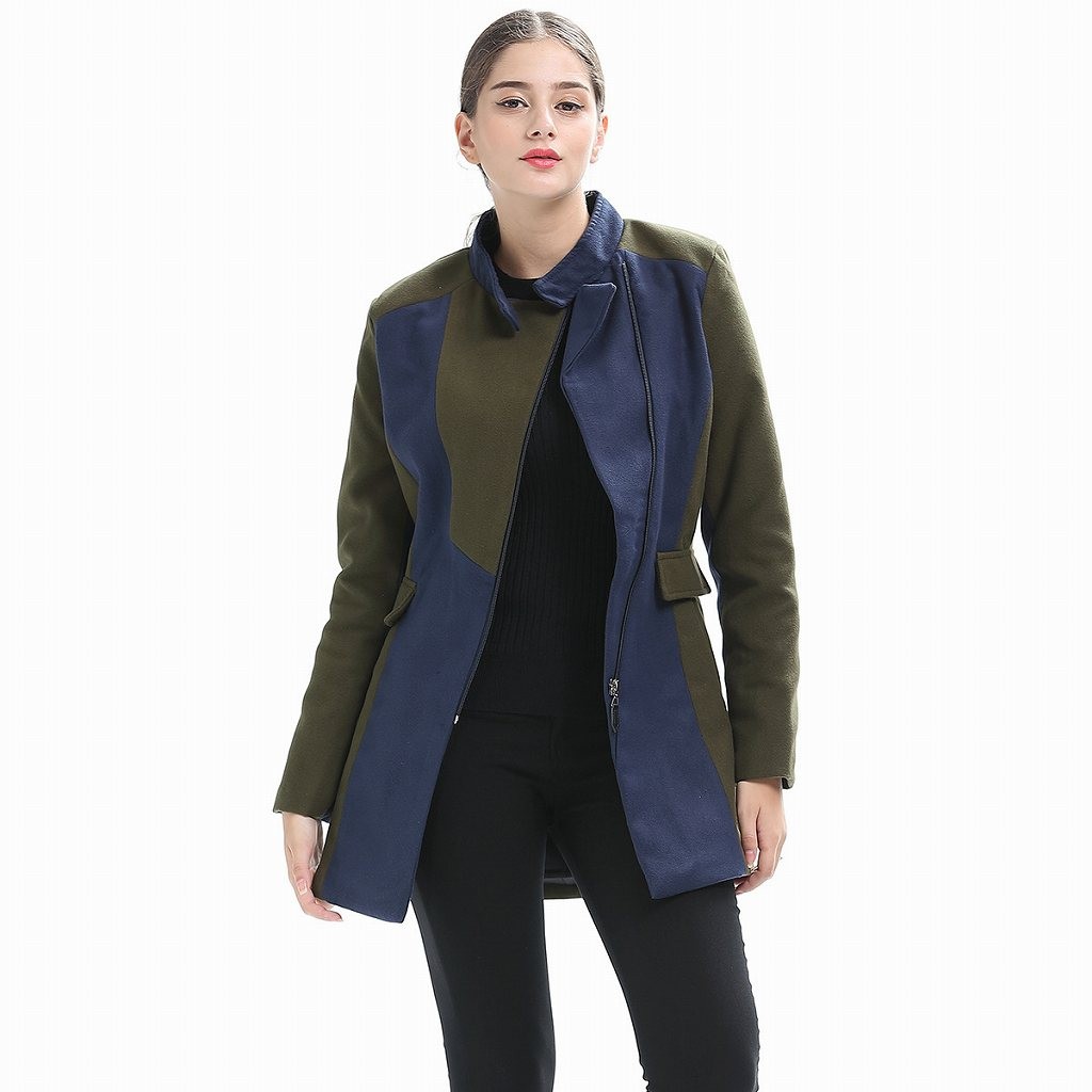 レディース　ウール　コート　ジッパー　ジャケット　秋　冬　アウター　カジュアル　長袖　キュート　大人　可愛い　フェミニン　きれいめ　エレガント　おしゃれ　お出かけ　お呼ばれ　デイリー　オリーブ　S　M　L　XL　2XL　3XL　大きいサイズ　送料無料