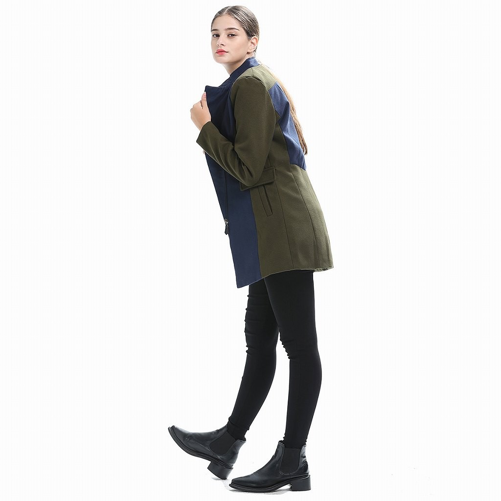 レディース　ウール　コート　ジッパー　ジャケット　秋　冬　アウター　カジュアル　長袖　キュート　大人　可愛い　フェミニン　きれいめ　エレガント　おしゃれ　お出かけ　お呼ばれ　デイリー　オリーブ　S　M　L　XL　2XL　3XL　大きいサイズ　送料無料