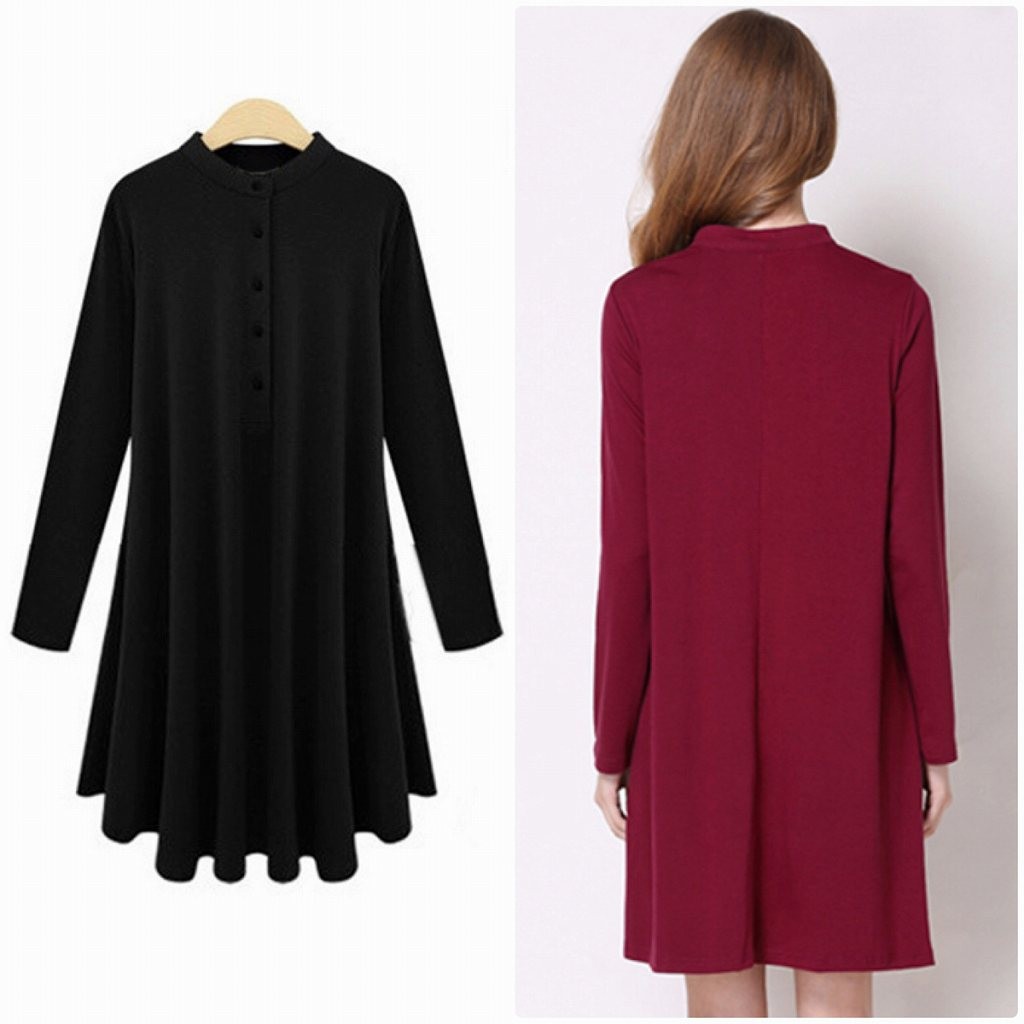 レディース　ワンピース　ミニ丈　長袖　スカート　カジュアル　キュート　可愛い　フェミニン　セクシー　きれいめ　上品　おしゃれ　お出かけ　デイリー　お呼ばれ　カーキ　ワインレッド　ピンク　ブラック　黒　XL　2XL　3XL　4XL　5XL　大きいサイズ　送料無料