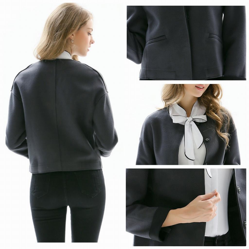 レディース　ラウンドネック　ジャケット　コート　秋　冬　アウター　カジュアル　長袖　キュート　大人　可愛い　フェミニン　きれいめ　エレガント　おしゃれ　お出かけ　お呼ばれ　デイリー　オリーブ　グレー　S　M　L　XL　サイズ　送料無料