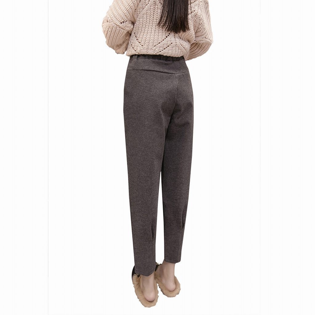 レディース　ボトムス　パンツ　秋　冬　無地　ウエストゴム　アンクル　大きいサイズ　カジュアル　可愛い　フェミニン　デート　通勤　おでかけ　普段着　グレー　ブラック　送料無料