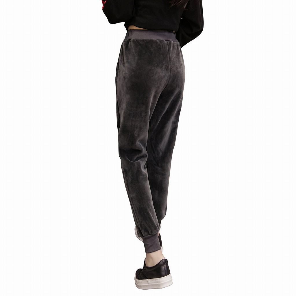 レディース　ボトムス　パンツ　ベルベット　あったか　秋　冬　無地　ウエストゴム　スウェットパンツ　カジュアル　可愛い　フェミニン　デート　おでかけ　普段着　ブラック　グレー　送料無料