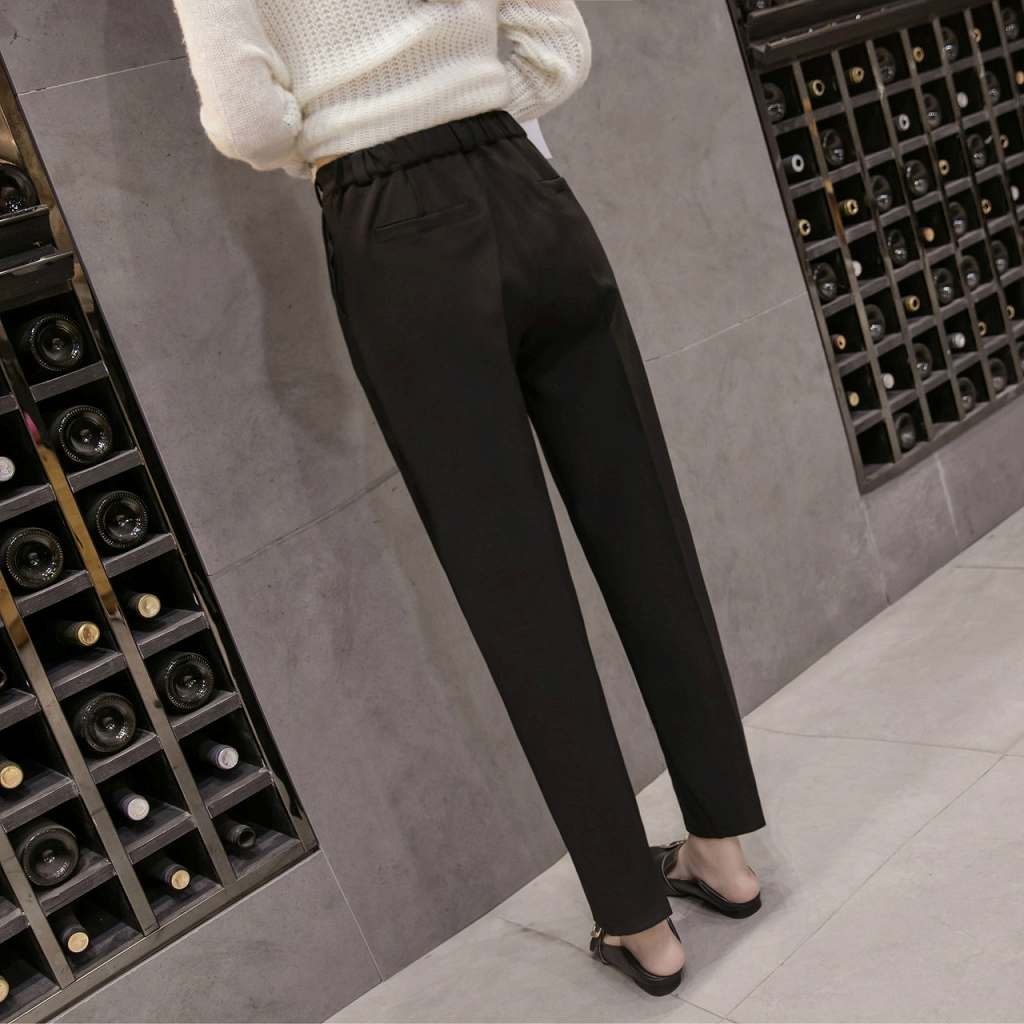 レディース　ボトムス　パンツ　無地　パンツスーツ　アンクル　スリット　ウエストゴム　カジュアル　可愛い　フェミニン　シンプル　ハイウエスト　デート　通勤　おでかけ　普段着　ブラック　ピンク　送料無料