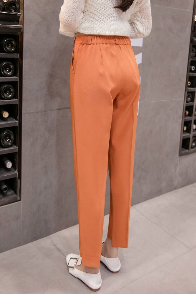 レディース　ボトムス　パンツ　カラーパンツ　秋　冬　無地　サブリナパンツ　ウエストゴム　大きいサイズ　カジュアル　可愛い　フェミニン　デート　通勤　おでかけ　普段着　ピンク　オレンジ　ブラック　送料無料