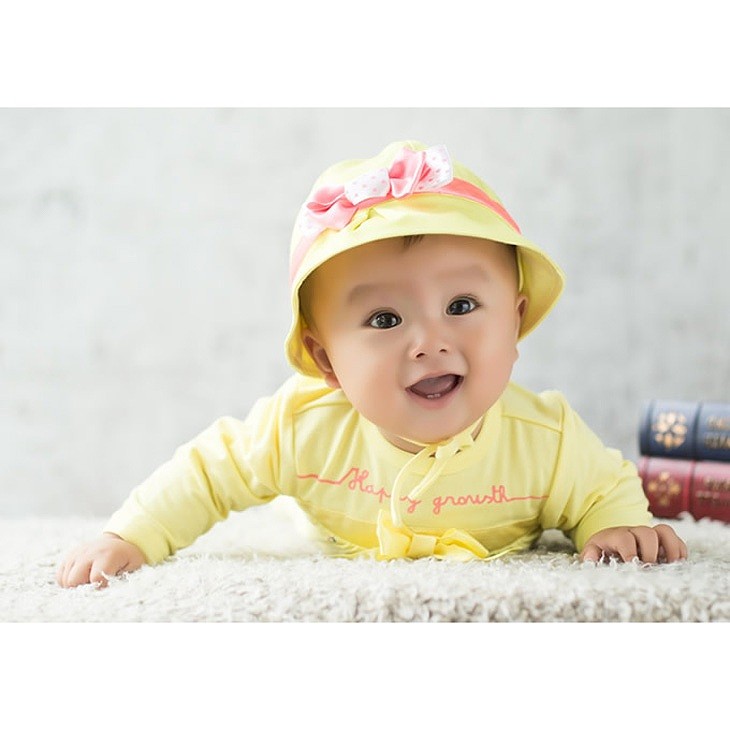 ベビー　キッズ　子供服　女　女の子　長袖　ロンパース　カバーオール　つなぎ　帽子　セット　リボン　ドット　ピンク　イエロー　黄　レッド　赤　送料無料