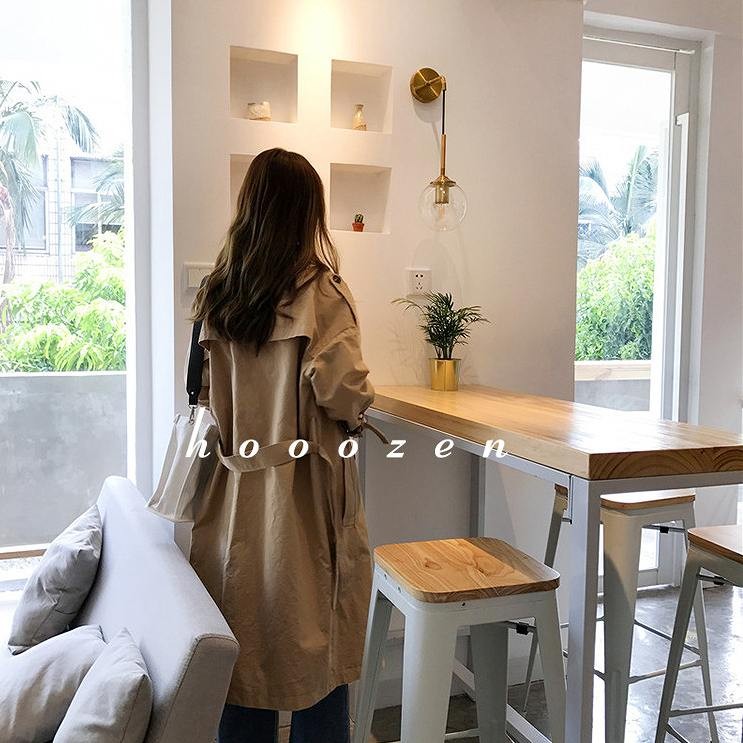 レディース　アウター　ダブルブレスト　コート　ロング　袖ベルト　長袖　無地　フリーサイズ　カジュアル　大人可愛い　フェミニン　キュート　かわいい　オフィス　OL　通勤　学生　デート　お出かけ　デイリー　グレー　カーキ　ブラック　送料無料