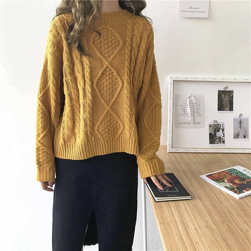 レディース　トップス　ニット　セーター　長袖　ゆったり　ラウンドネック　無地　フリーサイズ　カジュアル　大人可愛い　フェミニン　キュート　かわいい　ルームウェア　デート　お出かけ　デイリー　ブラウン　イエロー　ホワイト　グレー　レッド　送料無料