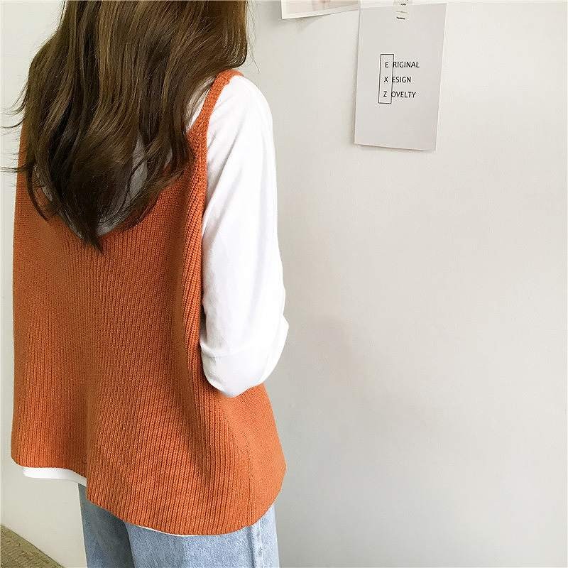 レディース　トップス　ニット　ベスト　キャミソール　Vネック　無地　フリーサイズ　カジュアル　大人可愛い　フェミニン　キュート　かわいい　ルームウェア　デート　お出かけ　デイリー　オレンジ　グレー　ベージュ　ブラック　ホワイト　送料無料