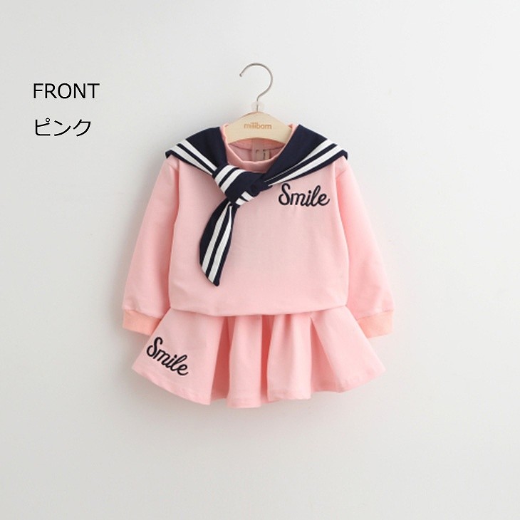 キッズ　ジュニア　子供服　女　女の子　セーラー　スカート　ピンク　ブラック　ホワイト　可愛い　送料無料